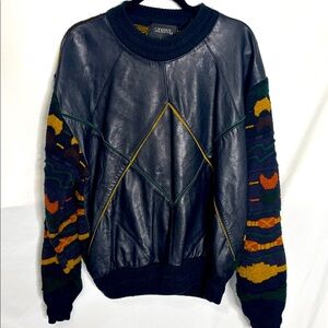 Saxony Leather Accents 90s sweater